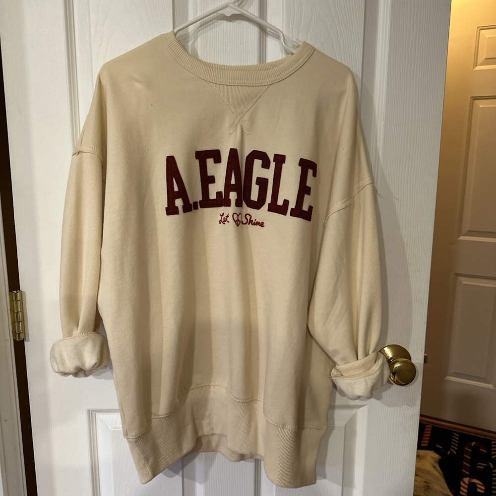American Eagle Outfitters Cream Crew Neck Sweater